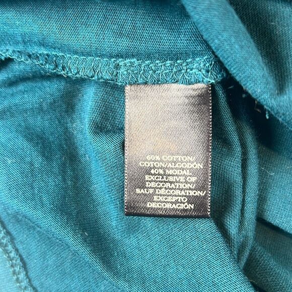 Ann Taylor Teal Short Sleeve Top S Floral Sequin Appliqué Back Zip (317) - Picture 6 of 9